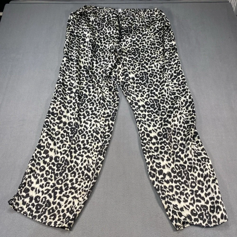 Victoria's Secret Leopard Satin Pajama Set Womens XL Top Pants Animal Print